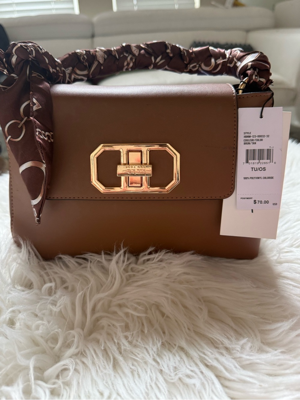 Nicole Miller Vegan Leather Twist Lock Handbag